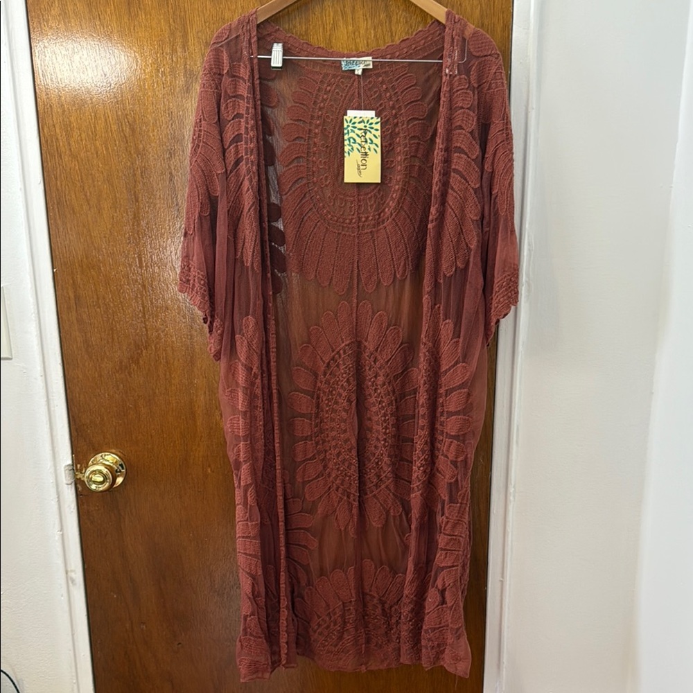 Sheer Rust Kimono Cardigan
